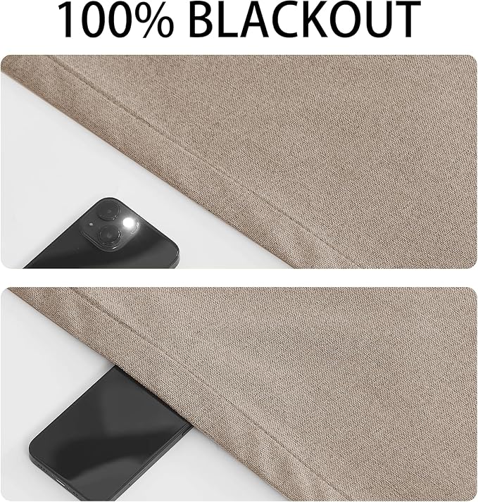 RYB HOME Linen Door Curtain 100% Blackout French Door Blinds - Image 2