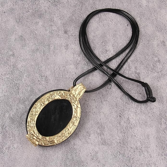 GelConnie Leather Necklace for Women Large Pendant Long Brown Necklace Circle Leather Choker Vintage Sweater Necklace Gold Chunky Boho Necklaces for Women