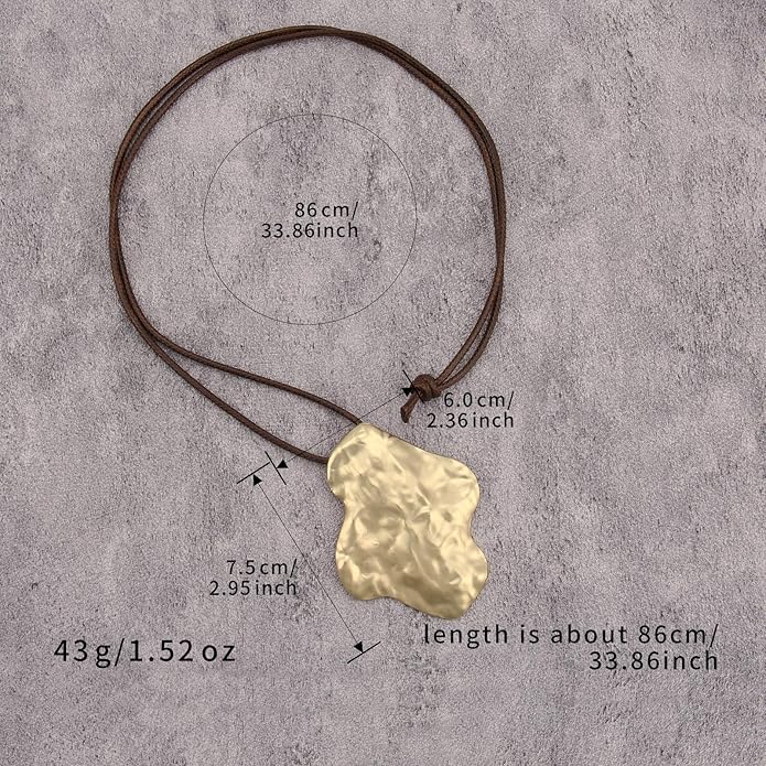 Women's Leather Long Necklace Bohemian Style Circle Retro Pendant Necklace Women's Jewelry