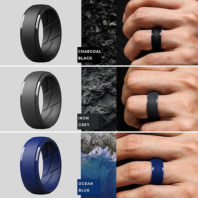 ThunderFit Men's Silicone Rings 10mm Wide 2.5mm Thick Rubber Bands, Breathable, Variety Multipack 1-10