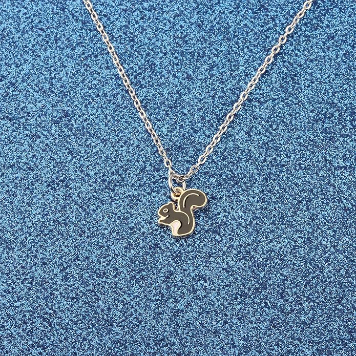 WUSUANED Funny Squirrel Necklace Cartoon Inspired Jewelry Squirrels Gifts Animal Lover Gift