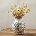 SIDUCAL Ceramic Vintage Vase, 5.83 Inch Retro Ice Cracked Chinoiserie Floral by SIDUCAL