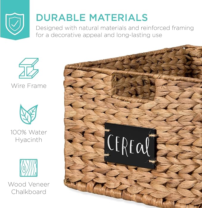 Best Choice Products Pantry Baskets Set of 2 16x12in Water Hyacinth Storage - Image 5