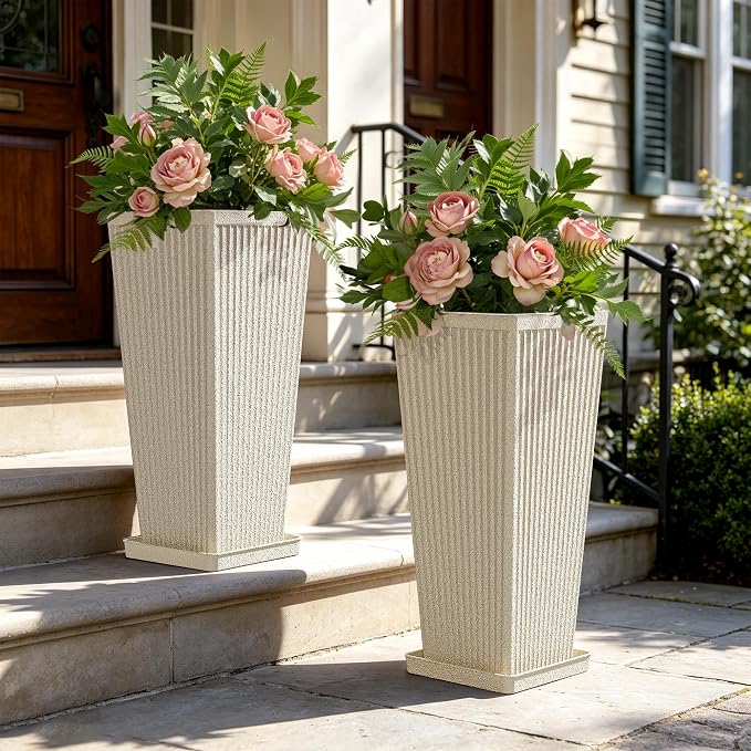 24" Tapered Tall Planters for Outdoor Plants by Diyfire