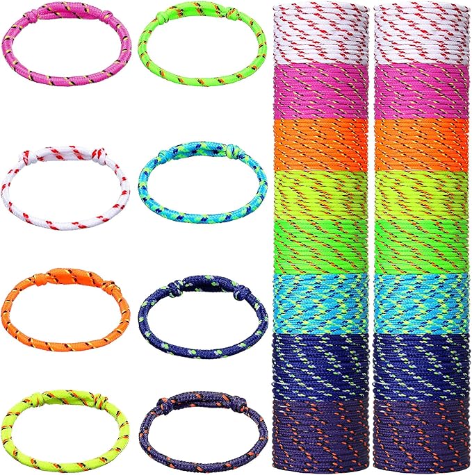 Remerry 168 Pcs Friendship Bracelets Adjustable Woven Rope Bracelets Bulk Valentine's Day Birthday Party Favors & Goodie Bag Stuffers, 8 Assorted Colors(Neon Colors)