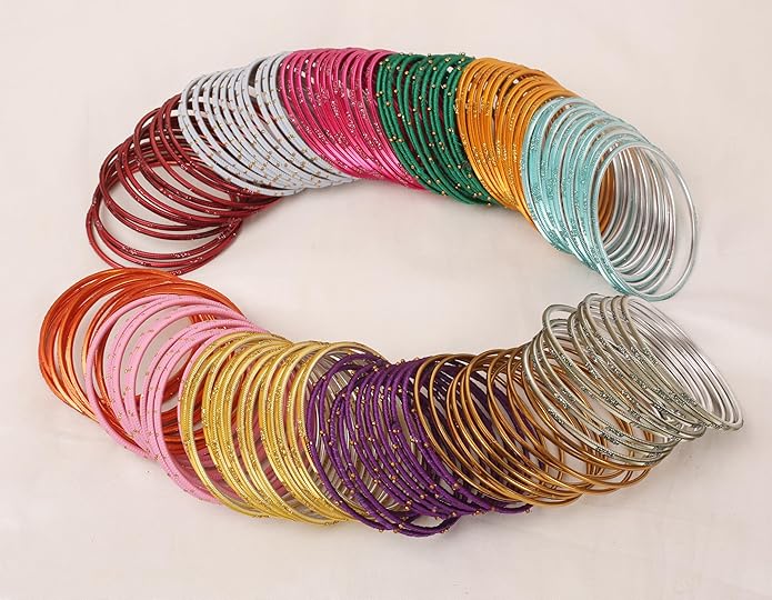 Touchstone indian bangles bracelets for women colorful churiyan set return gifts jewelry chudiya bulk pack bollywood metal bangle sets 12 textured vintage colors. Set of 144