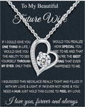 Wife Necklace From Husband To My Wife Necklace Soulmate Necklace For Women Future Wife Jewelry Birthday Christmas Valentine's gifts For Girlfriend Message Card & LED Box