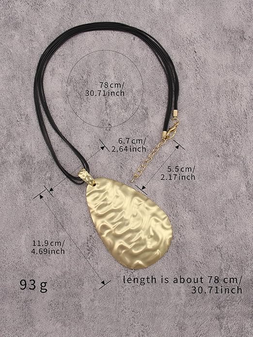 Boho Leather Necklace Women Bohemian Brown Circle Pendant Necklace Choker Long Necklaces for Women Boho Ring Large Pendant