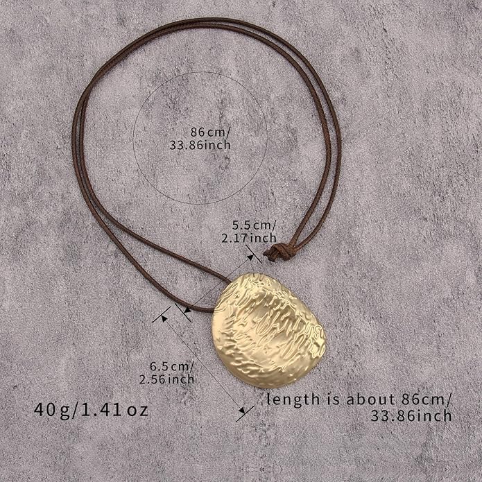 Women's Leather Long Necklace Bohemian Style Circle Retro Pendant Necklace Women's Jewelry