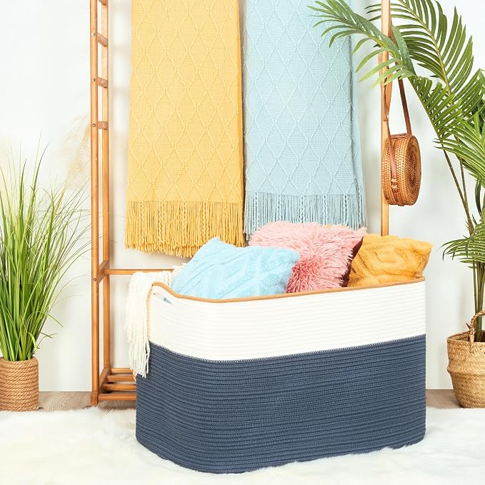 112L Extra Large Blanket Basket Holder Living Room, Dog Toy Organizer Bin Box - Image 2