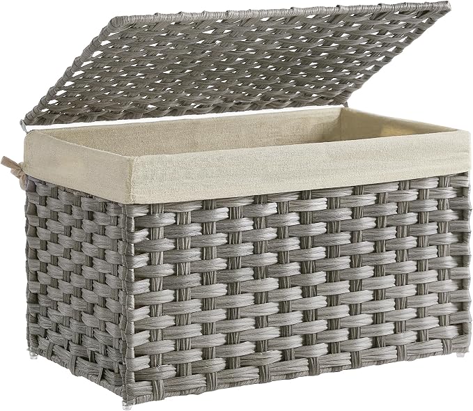 SONGMICS Storage Basket with Lid, Woven Blanket Storage Bin with Handles by Unknown