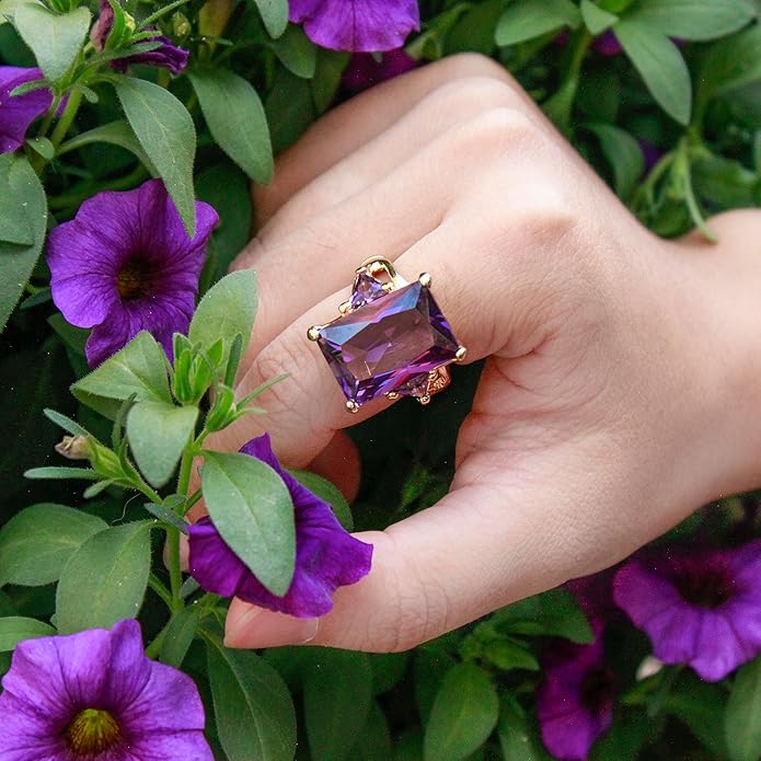 Lavencious Big Bold Radiant CZ Stones Stretch Rings for Women Size for 7-9