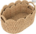 iEGrow Paper Rope Scalloped Basket, Cute Boho Oval Baby Baskets by iEGrow