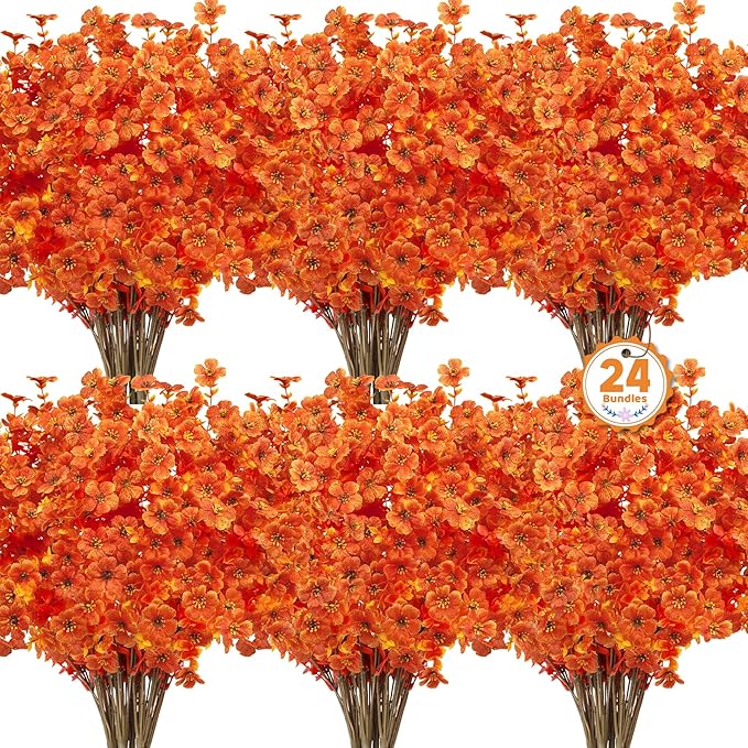 24 Pcs Artificial Fall Flowers Fake Mums by OuddyDecor