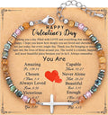TONY & SANDY Christian Cross Bracelet for Women, Valentine's Day Gifts for Her, Confirmation Baptism Easter Gifts, Unique Gift for Friends Daughter Mom Sister in Christ Birthday Christmas