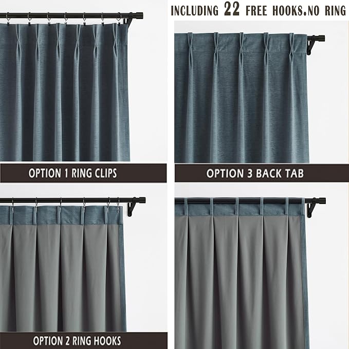 Kayne Studio Storm Blue Soft Velvet Pinch Pleated Curtains 72 Inches Long | - Image 3
