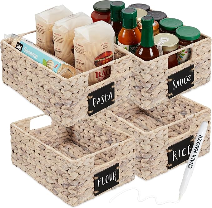 Best Choice Products Set of 4 9x12in Water Hyacinth Pantry Baskets, Woven by Unknown