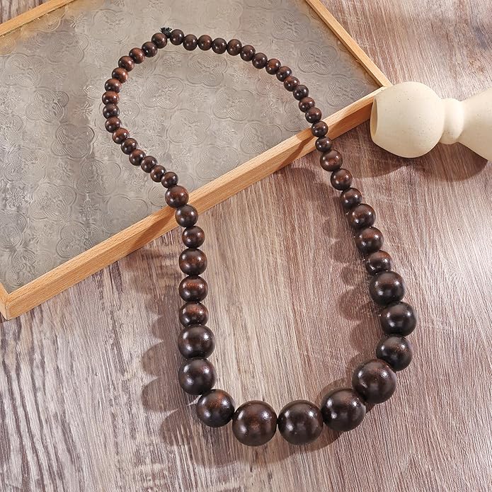 Coiris Layer Chunky Wood Beaded Necklace Exaggerated Statement Bead Collar Necklace Bib Necklaces