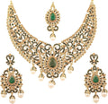 Touchstone Indian jewelry sets for women tikka wedding necklace costume guest statement bollywood rhinestones crystal faux pearls gold big royal neck piece set bridal fashion accessories