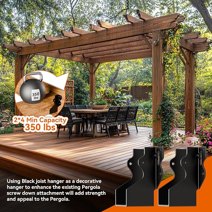 20 Pcs 2x4 Joist Hangers Black, 18 Gauge Face Mount Joist Hangers 2x4 Deck - Image 3