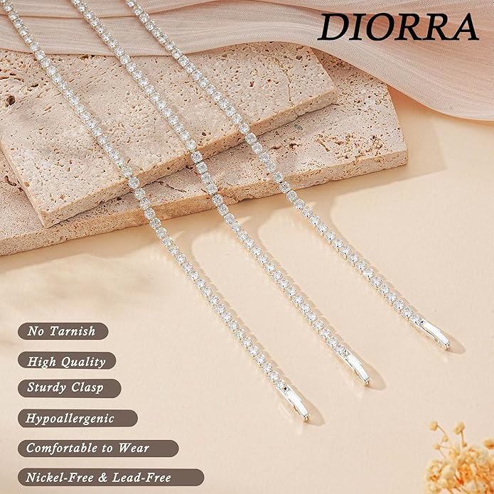 3mm/4mm Cubic Zirconia Classic Tennis Bracelet 14K Gold Plated/Silver Bracelets for Women Size 6.5-7.5 Inch