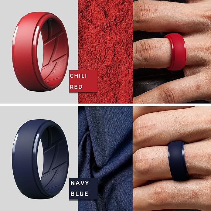 ThunderFit Men's Silicone Rings 10mm Wide 2.5mm Thick Rubber Bands, Breathable, Variety Multipack 1-10