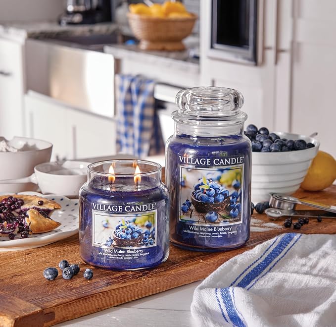 Village Candle Wild Maine Blueberry Large Glass Apothecary Jar Scented Candle - Image 2
