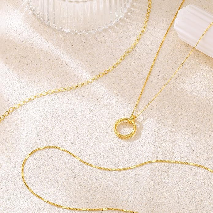 NECOCY Valentine's Day Gift 14k Gold/Silver Plated Layered Gold Necklaces for Women, 3Pcs Dainty Herringbone Choker Set, Trendy Stack Simple Chain Layering Pendant Jewelry