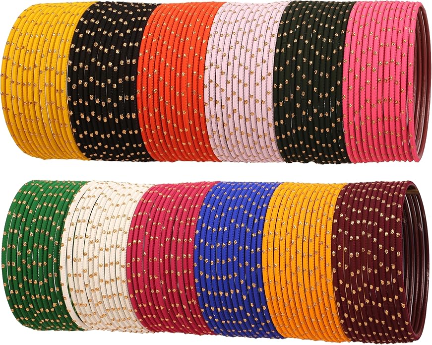 Touchstone indian bangles bracelets for women colorful churiyan set return gifts jewelry chudiya bulk pack bollywood metal bangle sets 12 textured vintage colors. Set of 144