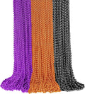 ZYFLSQ 100PCS Halloween Beads Necklace, 33" 7mm Halloween Necklaces Bulk, Metallic Beaded Necklaces, Halloween Parade Throws Accessories, Party Favors Decorations (Purple/Black/Orange)