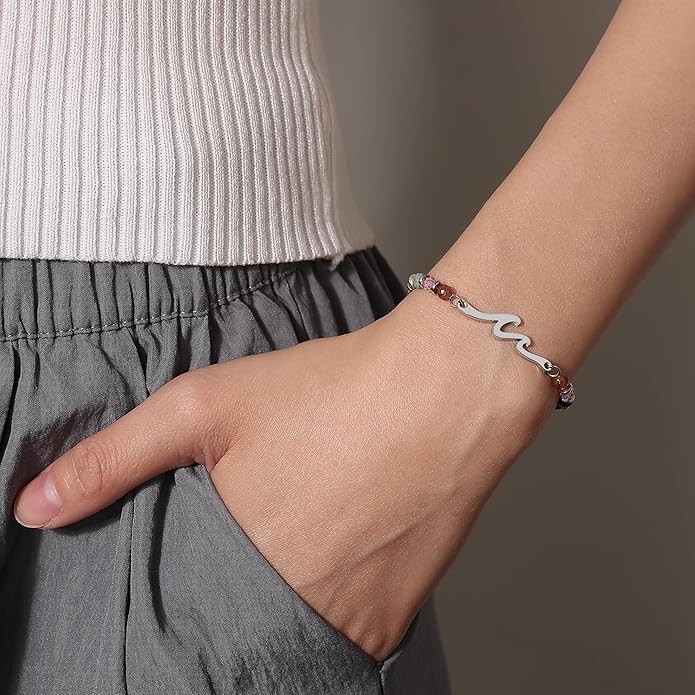 TONY & SANDY Friend Gifts for Women, Unique Valentine's Day Gifts for Her, Sister Gifts from Sister, Wave Bracelet, Christmas Birthday Gifts for Women, Bestie Friendship Bracelets