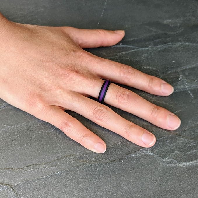 Knot Theory Striped Silicone Ring for Men and Women – Black, Grey, Red, Blue, Orange, Yellow, Purple