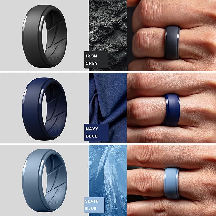 ThunderFit Men's Silicone Rings 10mm Wide 2.5mm Thick Rubber Bands, Breathable, Variety Multipack 1-10