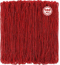 100 PCS Christmas Beads Bulk, 33" Valentines Day Beads Necklaces, Mardi Gras Beads Necklaces Bulk, Red Round Beads For Parade Throw Carnival Accessories Party Supplies Favors