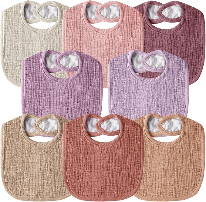 Muslin Baby Bibs for Unisex Boys Girls, Cotton Drool Bibs, Adjustable Newborn Bibs for Drooling and Teething