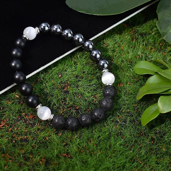 Strong Healing Crystal Bracelet 8MM Genuine Stone Bracelet Lucky Beaded Bracelet Chakra Bracelet 6.5 inch Positive Energy Inspirational Gifts for Women Mom