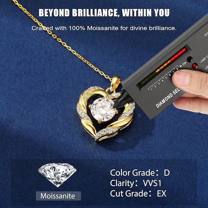 MOOSEA Valentines Day Gifts for Women Wife, 1-3 Carat D Color VVS1 Clarity Moissanite Heart Pendant Necklaces Anniversary Birthday Gifts for Wife Mom Daughter 925 Sterling Silver Necklace
