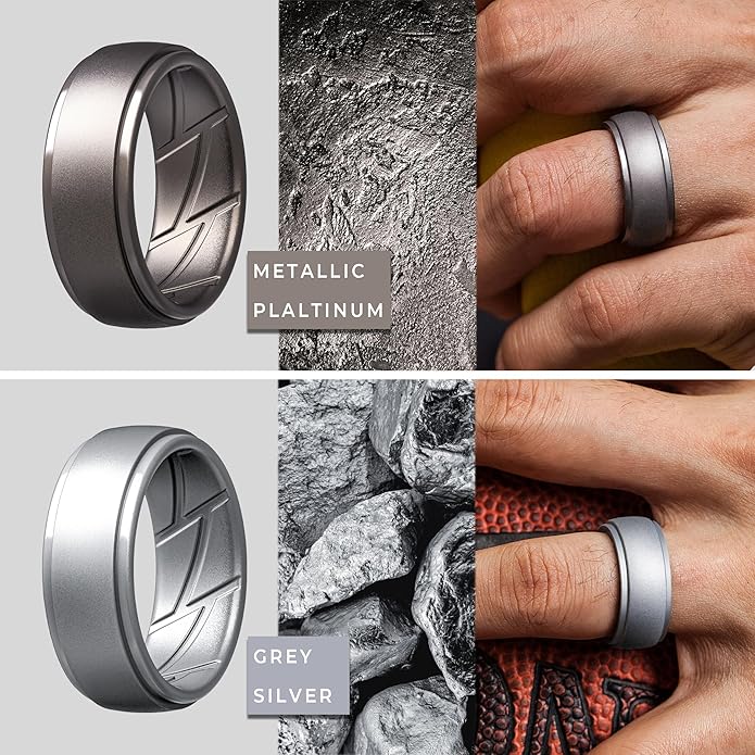ThunderFit Men's Silicone Rings 10mm Wide 2.5mm Thick Rubber Bands, Breathable, Variety Multipack 1-10