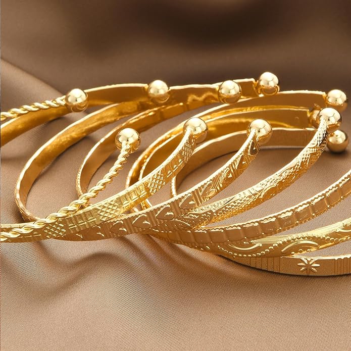 ÌF ME Gold Bangle Bracelets for Women, Indian Bangles Stackable Set, Multi Layer Textured 14K Gold Plated Chunky Bracelets Boho Jewelrys Set