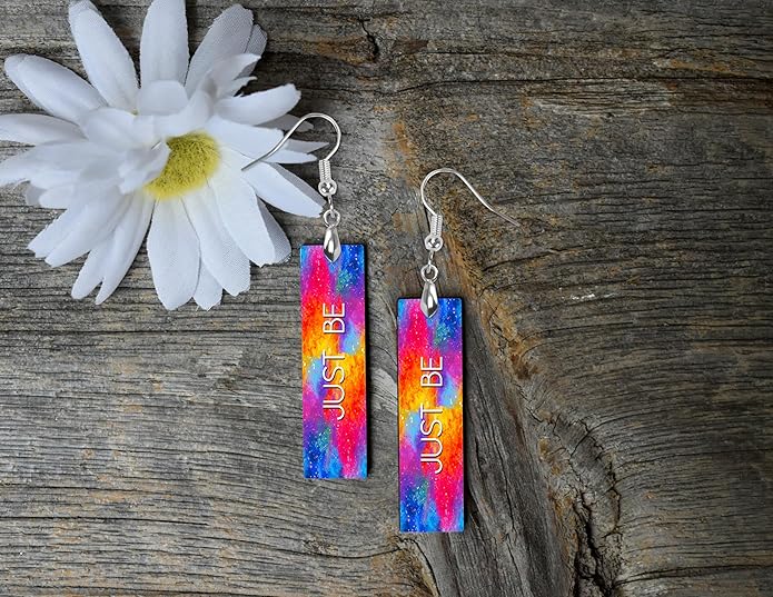 Earrings Handmade Bar Wood Earrings Light Weight Printed Image Dangle Earring Jewelry