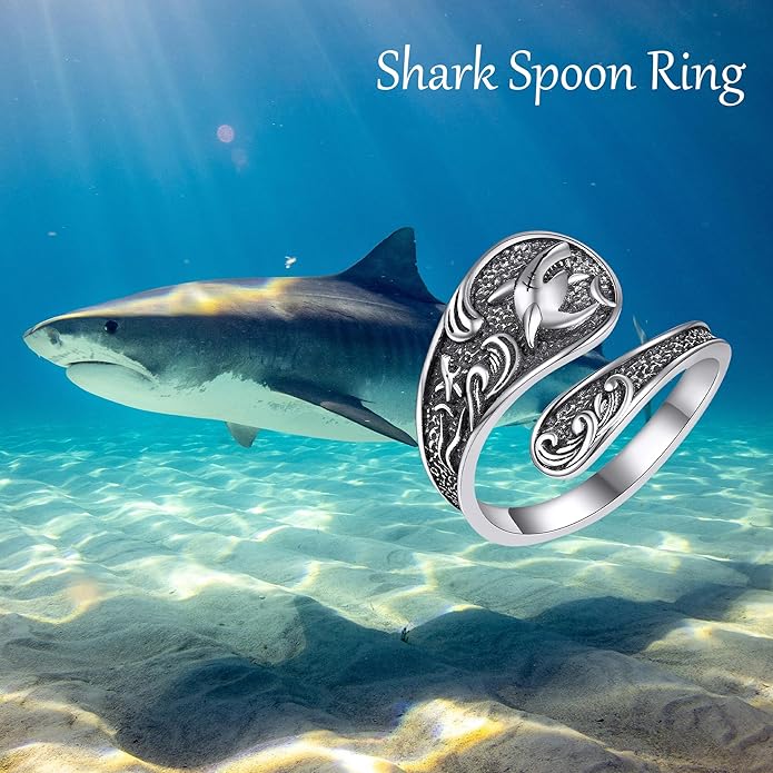 Spoon Rings 925 Sterling Silver Adjustable Hummingbird/Shark/Daisy/Tree Of Life/Dragonfly/Witches Knot/Sea Turtle Ring Thumb Rings Birthday Jewelry Gifts for Women Mother