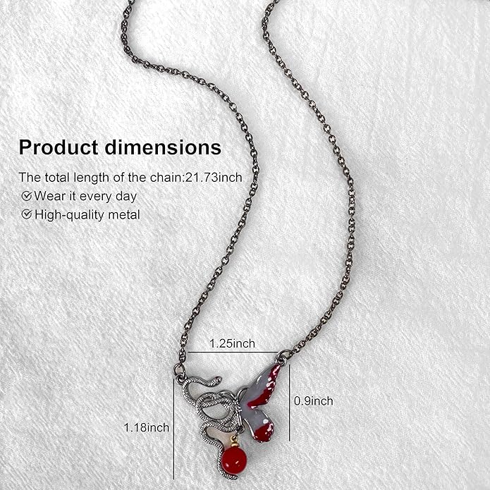 Snake Butterfly Necklace for Women Y2k Irregular Round Bead Pendant Women's Jewelry