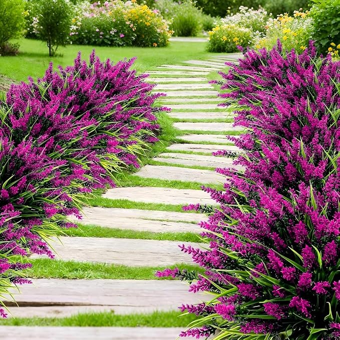 Geegoods 24 Bundles Artificial Lavender Flowers Outdoor, Fuchsia | UV Resistant - Image 6