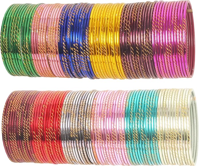 Touchstone indian bangles bracelets for women colorful churiyan set return gifts jewelry chudiya bulk pack bollywood metal bangle sets 12 textured vintage colors. Set of 144