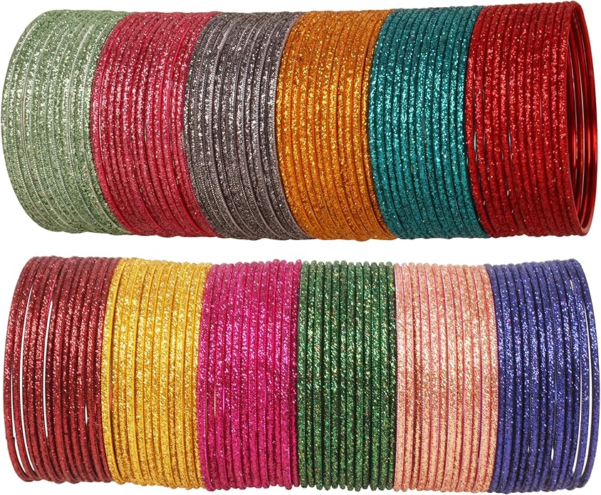 Touchstone indian bangles bracelets for women colorful churiyan set return gifts jewelry chudiya bulk pack bollywood metal bangle sets 12 textured vintage colors. Set of 144
