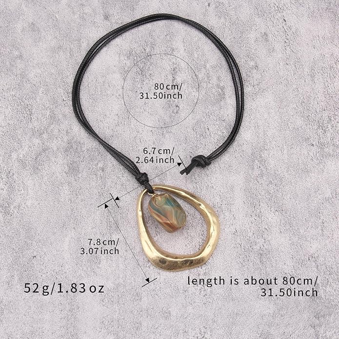 Boho Necklaces for Women Chunky Circle Necklace Layered Boho Circle Leather Choker Necklace Long Vintage Necklaces Bohemian Jewlery Gifts