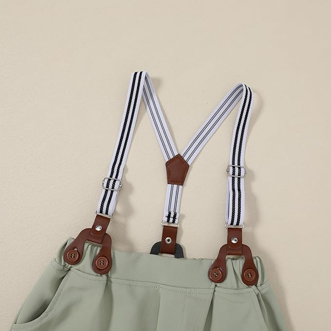 nilikastta Boy Suit Toddler Boy Outfit Boy Dress Shirt with Bowtie/Suspender Pants Gentleman Wedding Outfits 1-10 Years
