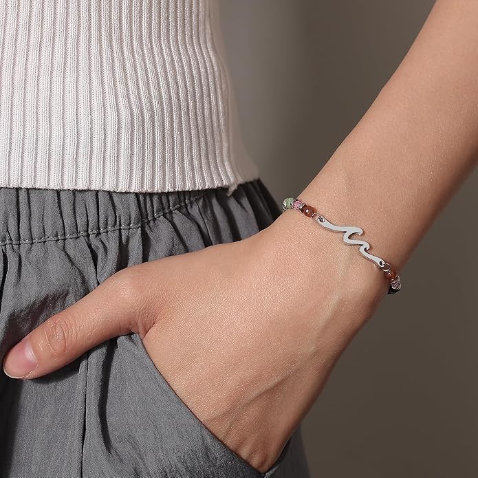 TONY & SANDY Friend Gifts for Women, Unique Valentine's Day Gifts for Her, Sister Gifts from Sister, Wave Bracelet, Christmas Birthday Gifts for Women, Bestie Friendship Bracelets