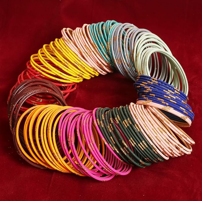 Touchstone indian bangles bracelets for women colorful churiyan set return gifts jewelry chudiya bulk pack bollywood metal bangle sets 12 textured vintage colors. Set of 144