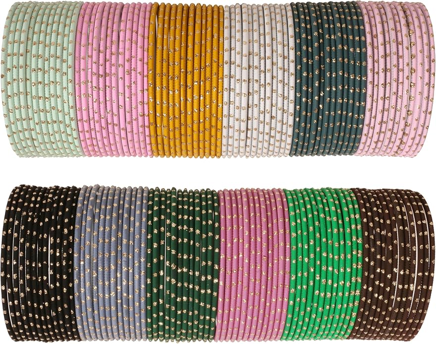 Touchstone indian bangles bracelets for women colorful churiyan set return gifts jewelry chudiya bulk pack bollywood metal bangle sets 12 textured vintage colors. Set of 144